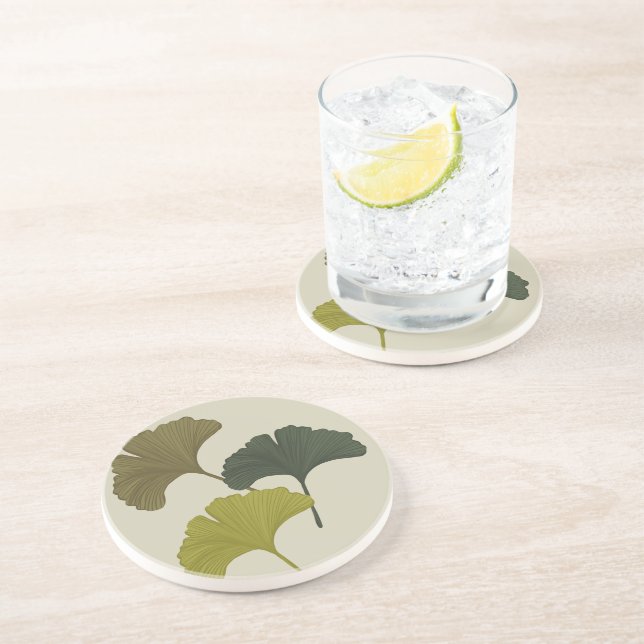 Ginkgo-Blätter - individuell anpassbare Hintergrun Getränkeuntersetzer (Seite)