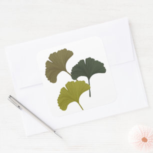 Ginkgo-Blätter - individuell anpassbare Hintergrun Quadratischer Aufkleber