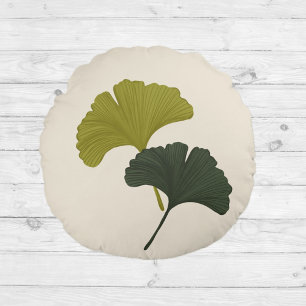 Ginkgo-Blätter - individuell anpassbare Hintergrun Rundes Kissen