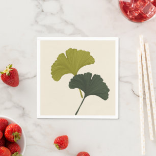Ginkgo-Blätter mit anpassbaren Hintergrundfarben  Serviette