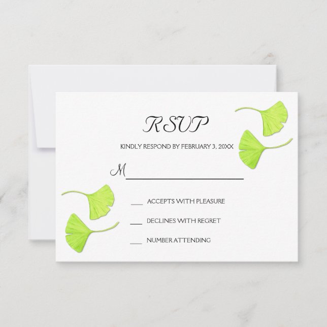 Ginkgo-Blätter mit RSVP-Postkarte RSVP Karte (Vorderseite)