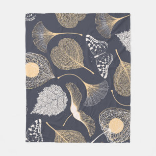 Ginkgo Blätter: Nahtlose Blumeneleganz. Fleecedecke
