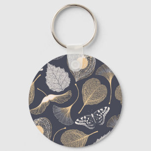 Ginkgo Blätter: Nahtlose Blumeneleganz. Schlüsselanhänger