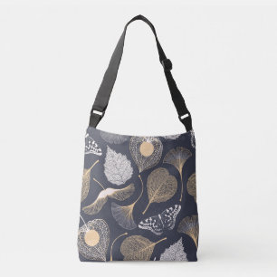 Ginkgo Blätter: Nahtlose Blumeneleganz. Tragetaschen Mit Langen Trägern