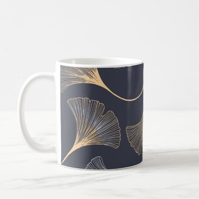 Ginkgo-Blätter Nahtloses Muster Kaffeetasse (Links)