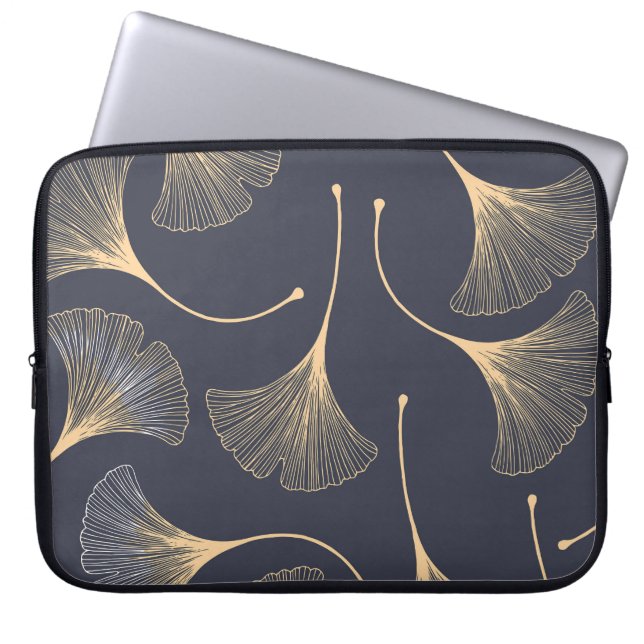 Ginkgo-Blätter Nahtloses Muster Laptopschutzhülle (Vorderseite)