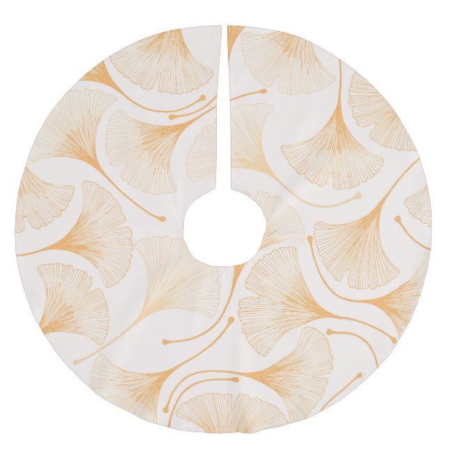 Ginkgo Blätter: Nahtloses Muster. Polyester Weihnachtsbaumdecke (Vorderseite)