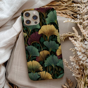 Ginkgo-Blattmuster Türkis Burgund Case-Mate iPhone 14 Hülle