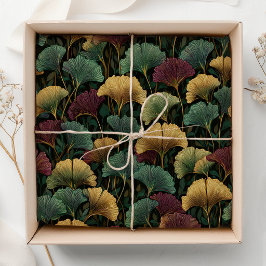 Ginkgo-Blattmuster Türkis Burgund  Seidenpapier