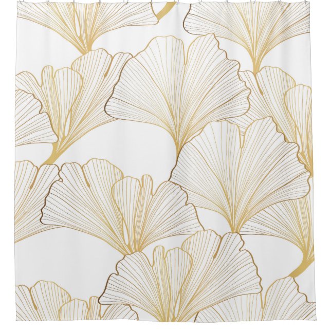 Ginkgo Gold: Luxuriöse Leaf-Vereinbarung Duschvorhang (Vorderseite)