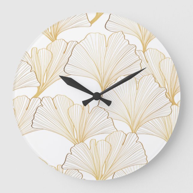 Ginkgo Gold: Luxuriöse Leaf-Vereinbarung Große Wanduhr (Vorderseite)