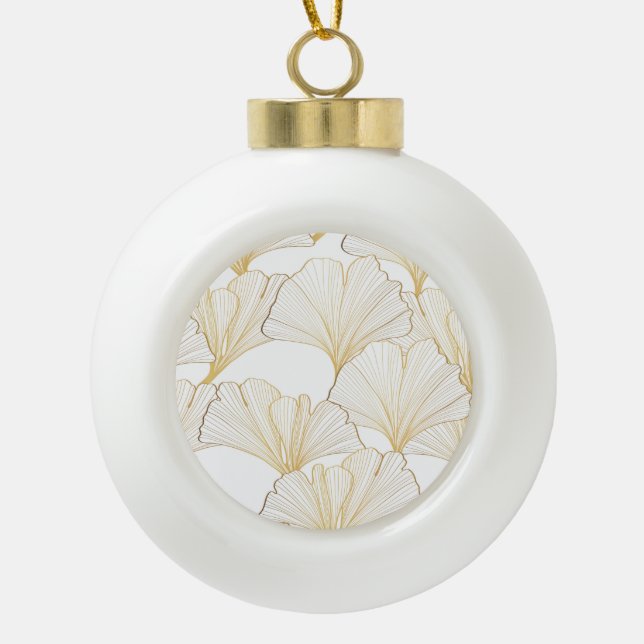 Ginkgo Gold: Luxuriöse Leaf-Vereinbarung Keramik Kugel-Ornament (Vorderseite)
