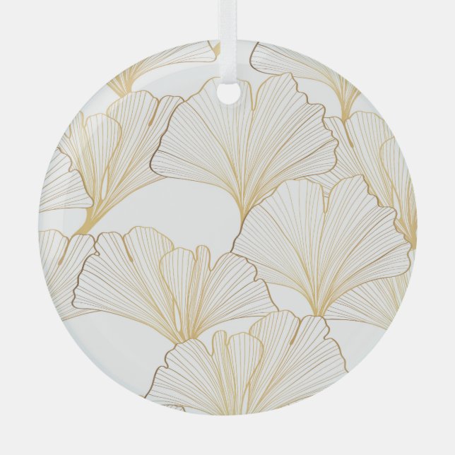 Ginkgo Gold: Luxuriöse Leaf-Vereinbarung Ornament Aus Glas (Vorderseite)
