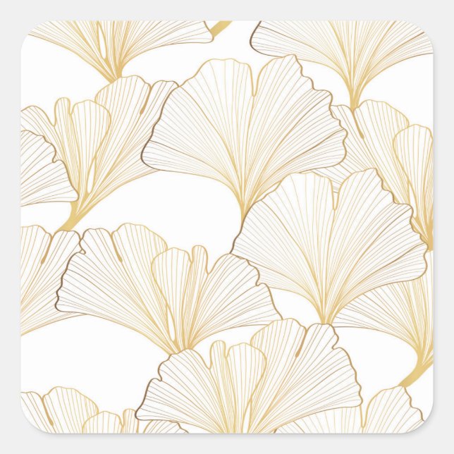 Ginkgo Gold: Luxuriöse Leaf-Vereinbarung Quadratischer Aufkleber (Vorderseite)