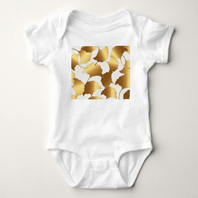 Ginkgo Gold: Luxus Vintages Design. Baby Strampler (Vorderseite)
