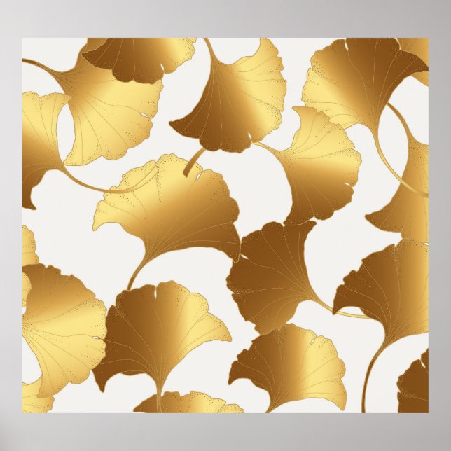 Ginkgo Gold: Luxus Vintages Design. Poster (Vorne)
