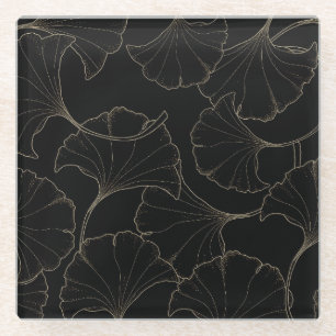 Ginkgo Gold: Vintages Luxus-Design Glasuntersetzer