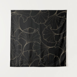 Ginkgo Gold: Vintages Luxus-Design Wandteppich
