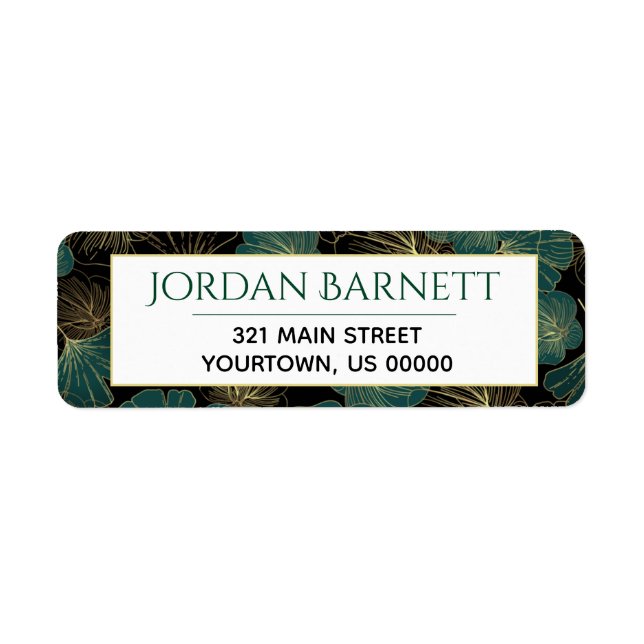 Ginkgo Leaf Feuille Botanique asiatique Étiquette (Devant)