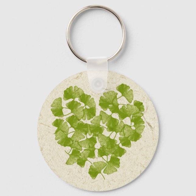 Ginkgo Leaf Heart Schlüsselanhänger (Vorderseite)