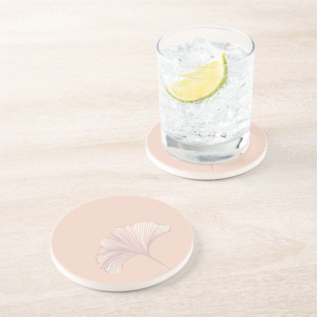 Ginkgo Leaf individuell anpassbare Hintergrundfarb Getränkeuntersetzer (Seite)