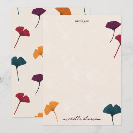 Ginkgo Leaf Muster Wasserfarbe Herbst Farben Dankeskarte