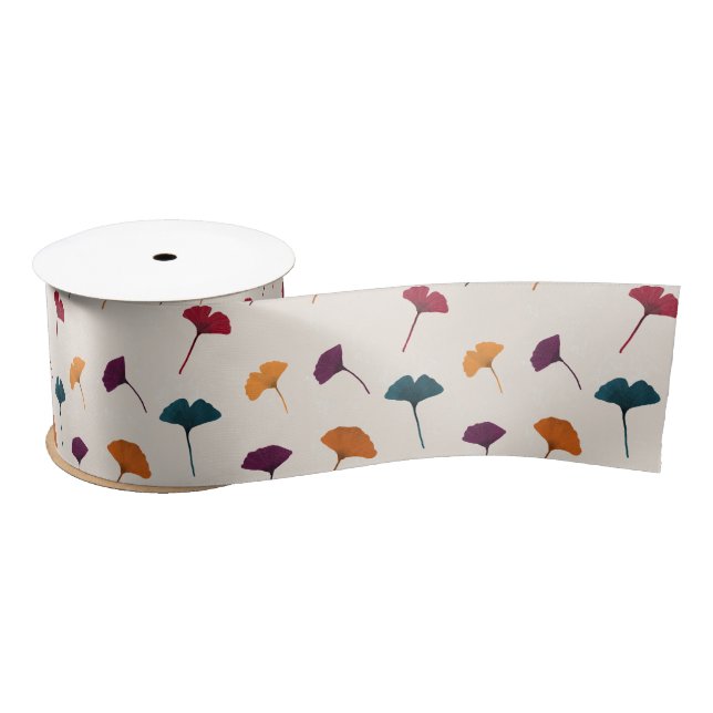 Ginkgo Leaf Muster Wasserfarbe Herbst Farben Satinband (Spule)
