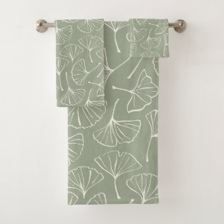 Ginkgo Leaves Japandi Neutral Botanical Sage Green