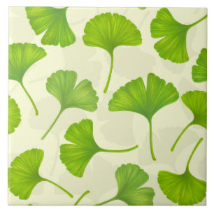 Ginkgo-Muster auf weiß Fliese