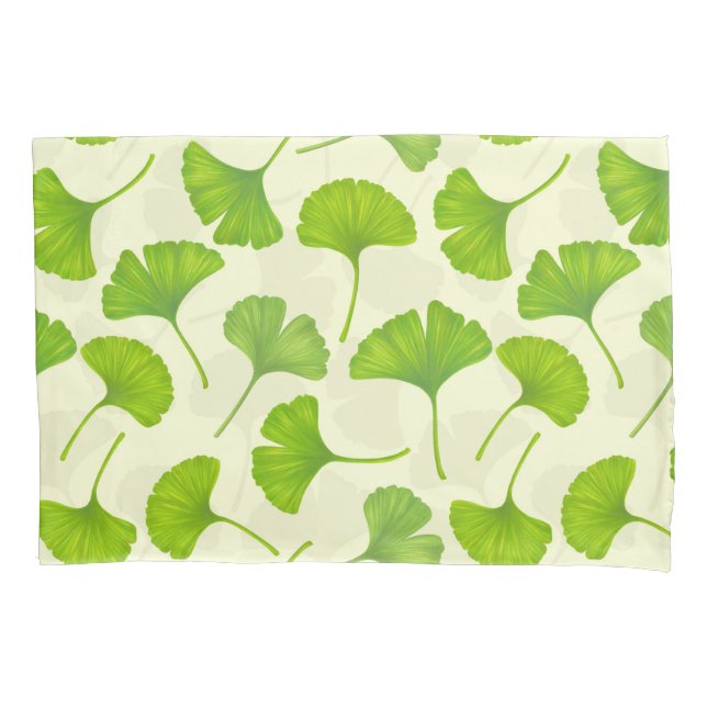 Ginkgo-Muster auf weiß Kissenbezug (Vorderseite-Links)