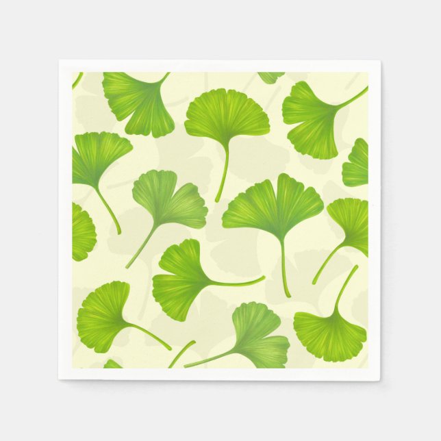 Ginkgo-Muster auf weiß Serviette (Vorderseite)