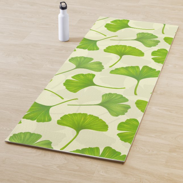 Ginkgo-Muster auf weiß Yogamatte (Beispiel)