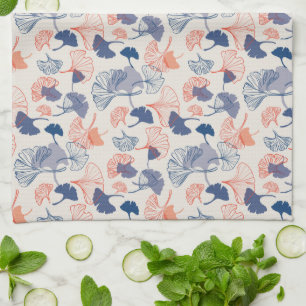 Ginkgo Navy Blau & Orange Muster Neuheit Geschirrtuch