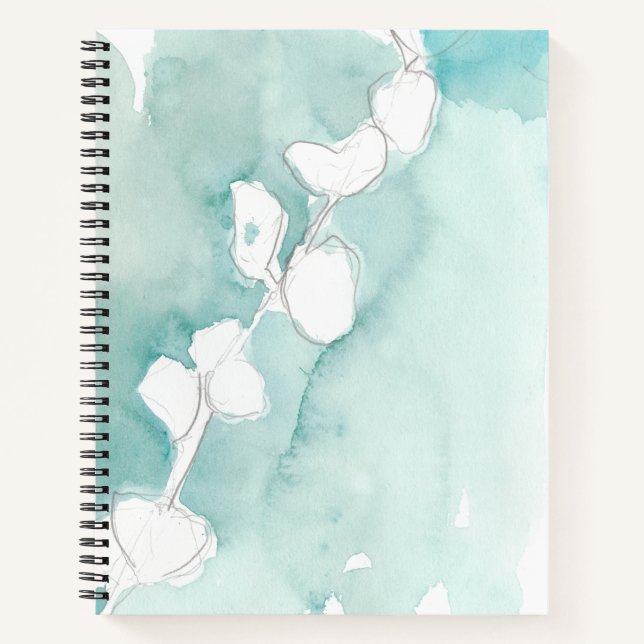 Ginkgo on Dusty Aquamarin - White Notizbuch (Vorderseite)
