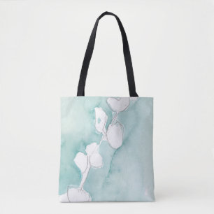 Ginkgo on Dusty Aquamarin - White Tasche