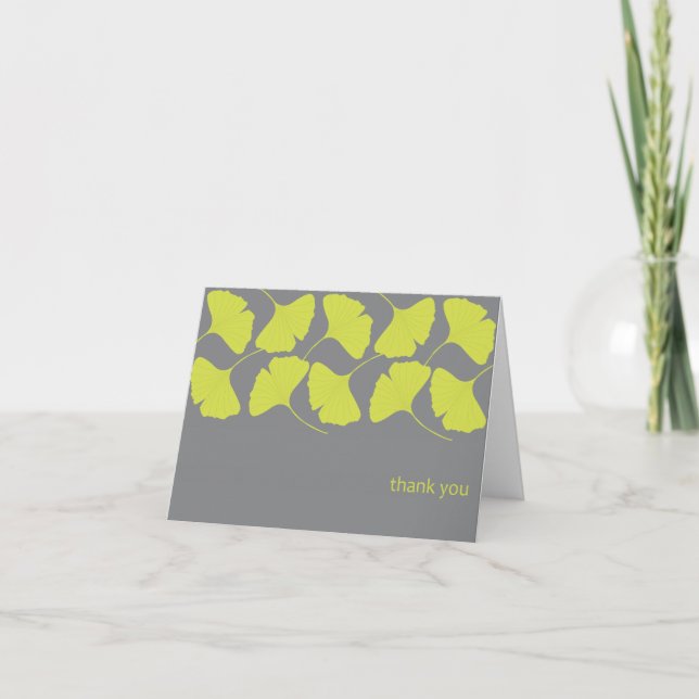 Ginkgo Thank You / Gray Dankeskarte (Vorderseite)