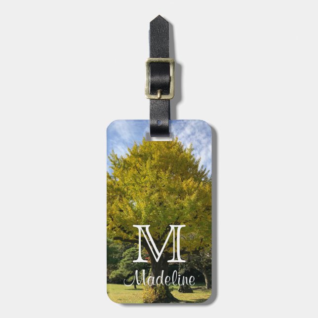 Ginkgo Tree of Golden Yellow Gepäckanhänger (Vorderseite vertikal)