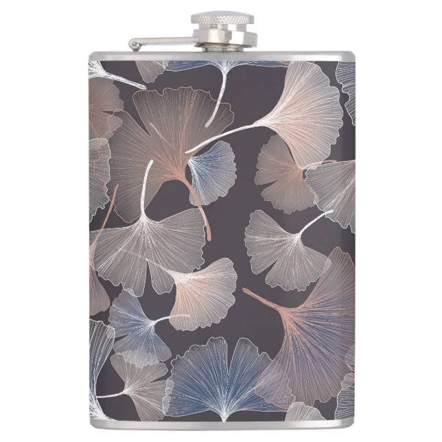 Ginkgo verlasse: elegantes natürliches Muster. Flachmann (Vorderseite)