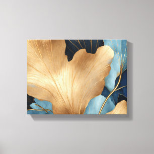 Ginkgo verlasse goldblau leinwanddruck