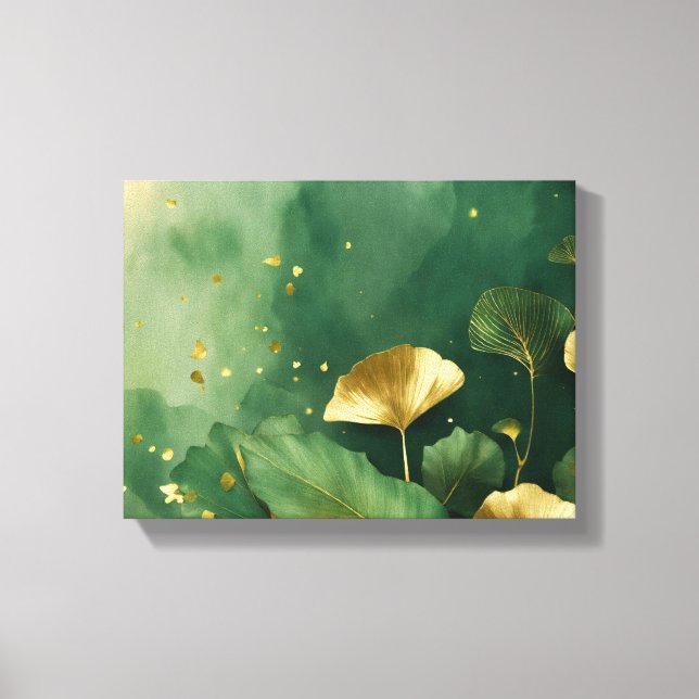 Ginkgo verlasse goldgrün leinwanddruck (Vorderseite)