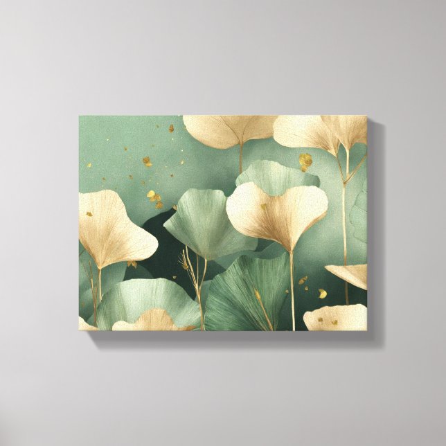 Ginkgo verlasse Goldgrün Leinwanddruck (Vorderseite)