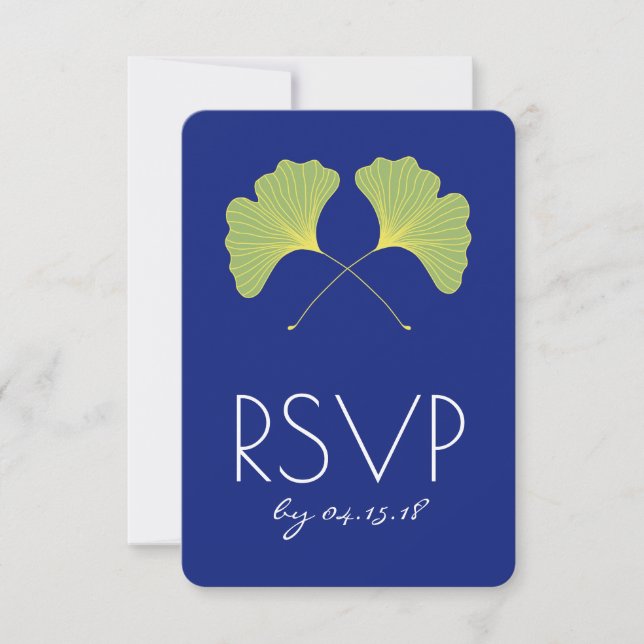 Ginkgo Verlasse Spring Green UAWG RSVP Karte (Vorderseite)