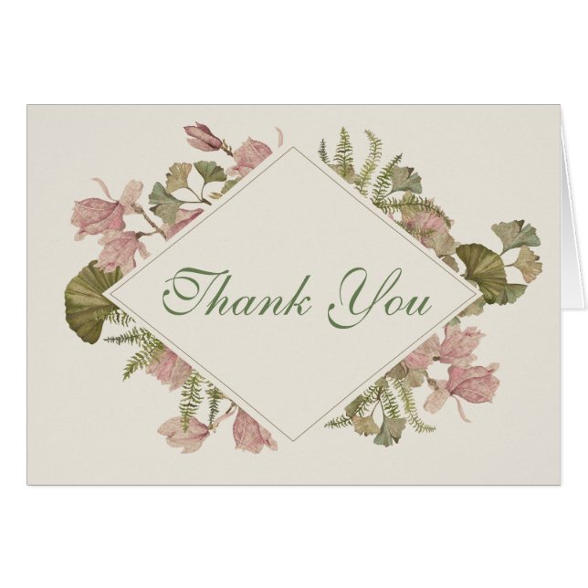 Ginkgo Watercolor Floral Wedding Danke (Vorderseite (Horizontal))