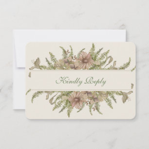 Ginkgo Watercolor Floral Wedding RSVP Karte