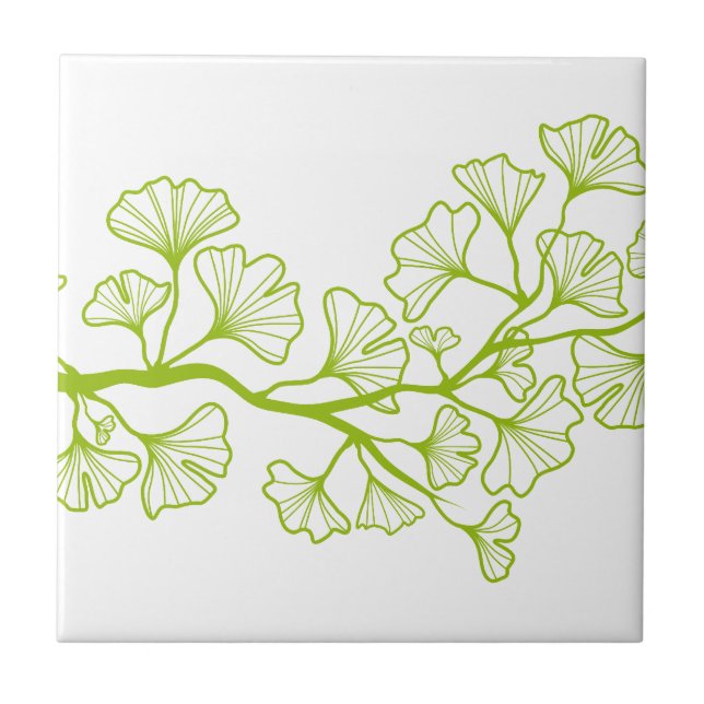 Ginkgobaum mit grünem Blätter Fliese (Vorderseite)