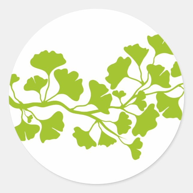 Ginkgobaum-Silhouette mit grünem Blätter Runder Aufkleber (Vorderseite)