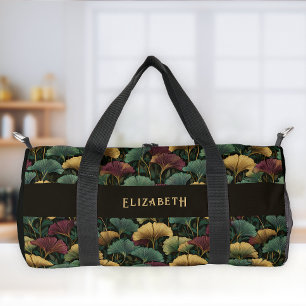 Ginkgoblatt-Muster Türkis Burgundrot Duffle Bag