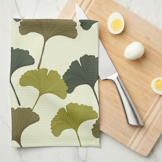 Ginko Bilbao Blätter Geschirrtuch (Viertel Falte)