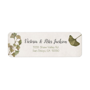 Ginko Laub-Adressen-Etikett