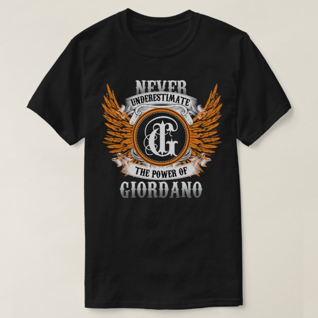 Giordano Name Shirt nie unterschätzen den Power (Design vorne)